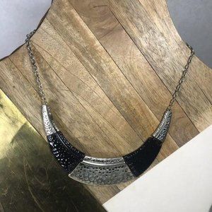 Black & Silver Hammered Statement Necklace